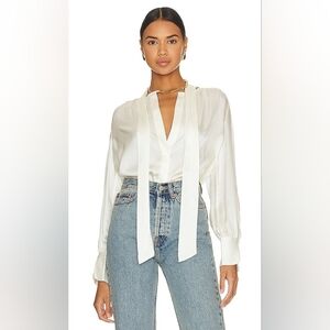NWT Equipment Femme Removable Tie Badalle Silk Blouse Nature White Top Medium